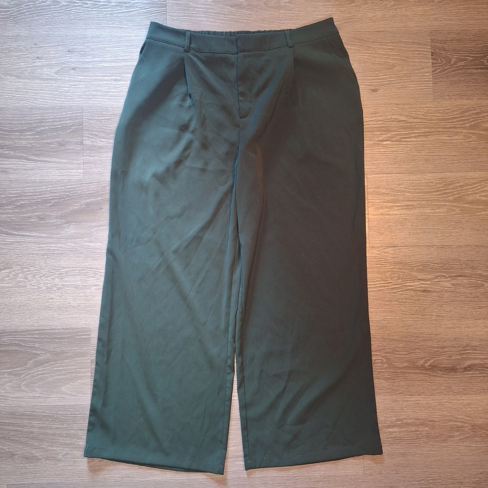 PrettyGarden Forest Green Wide Leg High Waist Dress Pants Size 2XL